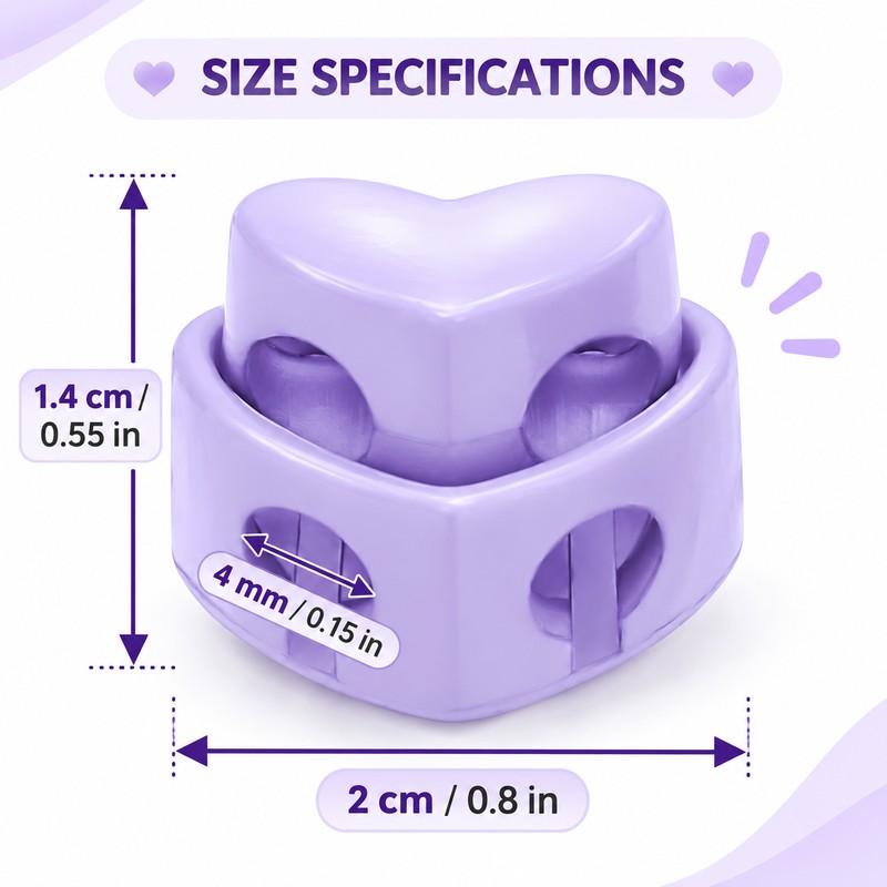 5-Piece Heart-Shaped Knitting Needle Stoppers – Double-Hole Spring Cord Locks