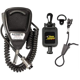 Bundle - 2 Items - Astatic 302-636LB1 Black Noise Cancelling 4 Pin CB Microphone with Hammerhead Industries Gear Keeper Retractable Microphone Holder