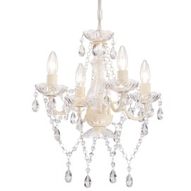 Mini Crystal Chandelier Acrylic Beige Chandelier Lighting 4 Light Modern Hanging Light Fixtures