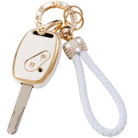 HIBEYO 2 Button Key Fob Cover Compatible with Honda Fit Civic Jazz Pilot Accord CR-V Freed Freed Pilot Accessories Soft TPU Key Case Shell with Keychains-H Type (2 Button)