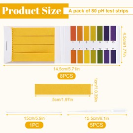 8 Pack 640 Pieces PH Test Strips, PH 1-14 Litmus Paper, Universal Testing Strips, Indicator Paper with 5 Dropper and 1 Glass Rod for Water Saliva Cosmetics Fruit Soil