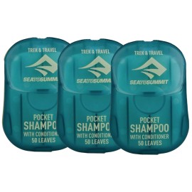 Sea to Summit Pocket Shampoo Conditioner (3-Pack) Dry Backpack Travel 50 Leaves