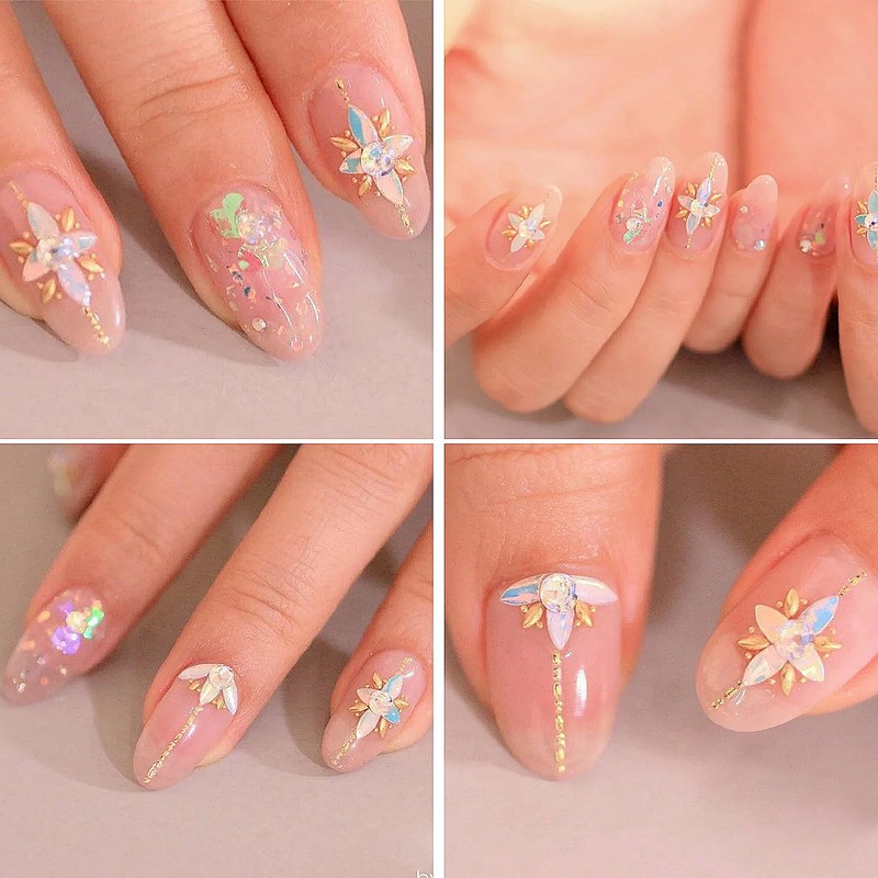 HNUIX Nail Art Charms - Metal Silver & Gold Beads,