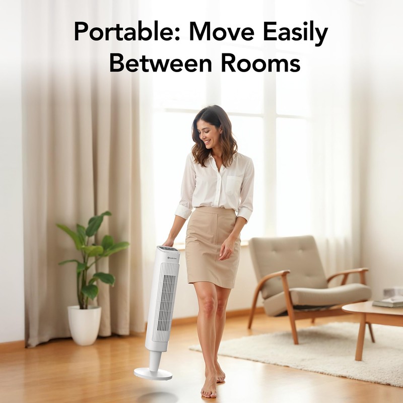 Comfort Zone 36” Tower Fan with Remote Control for Home,