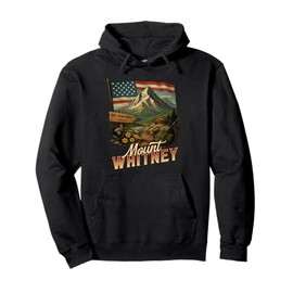 Mount Whitney California US Flag Mt. Whitney Summit Souvenir Pullover Hoodie