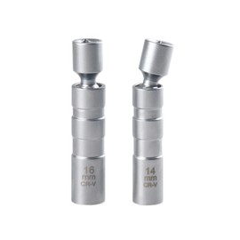Hniuyun 14mm & 16mm Swivel Spark Plug Socket, 3/8 Inch Drive Magnetic Thin Wall 12-Point Universal Spark Plug Socket Tool Compatible with Motorcycle, Car, SUV
