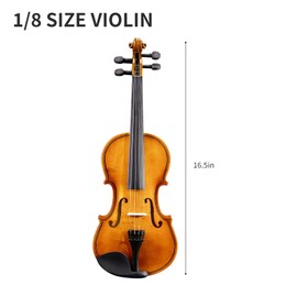 1/8 Violin for Kids Age 4-5, 1/8 Beginner Violin for Student, Acoustic Violins with Case, Bow, Bridge, and Bow Care Block (Natural – Soft Gloss)