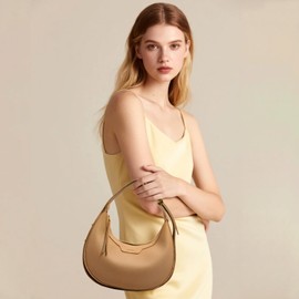 LassZone Halbmond-Umhängetasche für Damen, weiches veganes Leder, Clutch, Handtaschen, Halbmond-Crossbody-Taschen, Hobo-Geldbörse mit verstellbarem Riemen, khaki