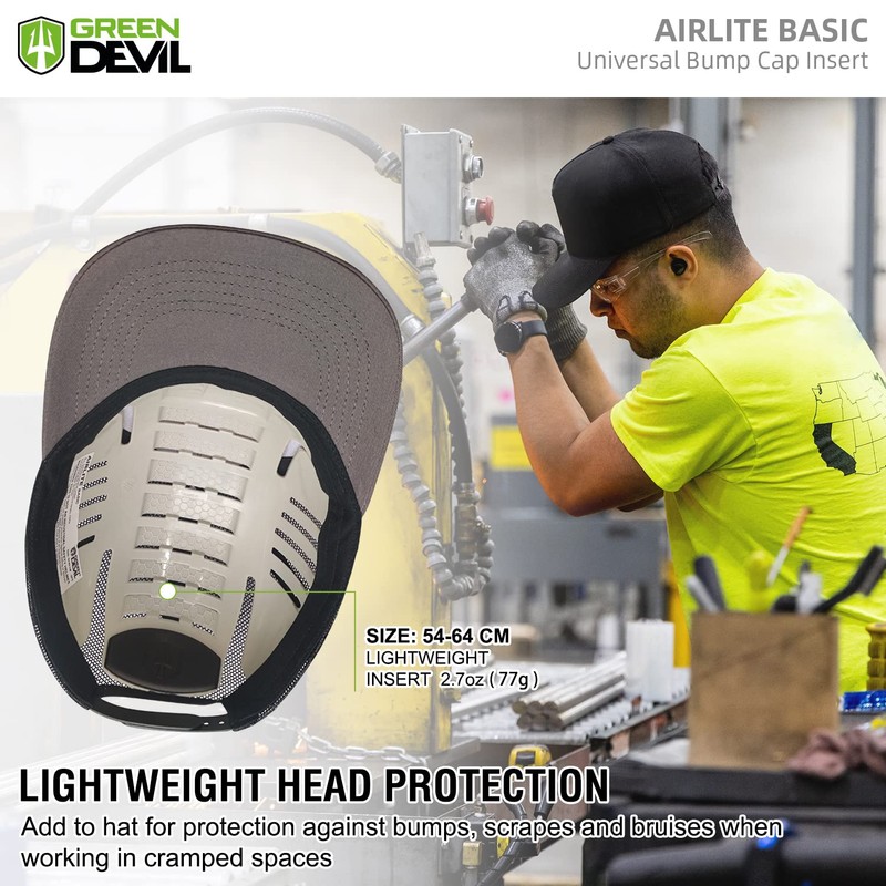 GREEN DEVIL Universal Bump Cap Insert for Baseball Caps Vented