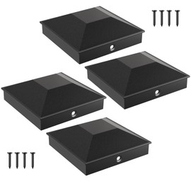 HILLMASTER 4X4 Post Caps for 3.5inx3.5in Wood Fence Post, Water-Proof UV-Proof Durable PP Plastic Decking Post Top Cap Cover with Mounting Screws, 4 Pcs, Black