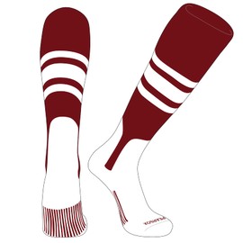 PEAR SOX OTC Baseball Softball Stirrup Socks (B, 7in) Cardinal, White, White (XL)