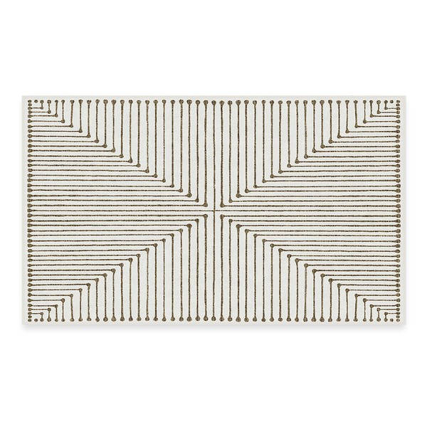 RUGGABLE x Jonathan Adler Washable Rug- Perfect Modern Area Rug for Living Room, Bedroom, Kitchen & Dorm Room- Stain & Water Resistant- Soft & Durable, Inkdrop Camel & Ivory 3'x5' (Standard Pad)