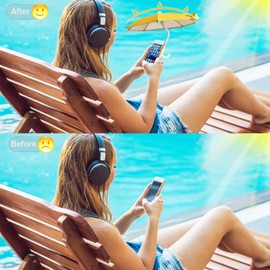 FantasyBear UV Protection Phone Umbrella for Sun,Universal Adjustable Piggy Suction Cup Phone Stand Umbrella,Sun Shade (Pink-Flexible Handle)