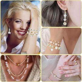 1680pcs Assorted Pearl Beads Bracelet Making Kit, Flower Bow Butterfly Star Heart Cly Bead Letter Gold Spacer Beads Kawaii Aesthetic Acrylic Cute Beads Charms for Jewelry Bracelet Making DIY Necklace