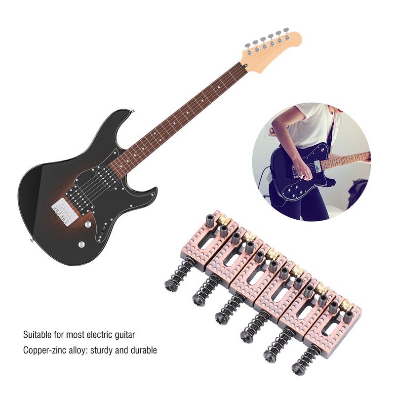 6PCS Guitar Saddles with Roller Bridge Guitar Repair Parts (Red