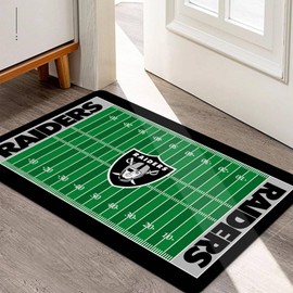 AYYQHC Football Field Design Entry Floor Mat,30" W x 18" H Black Design Non-Slip Rubber Door Mat for Football Sports Fans, Home Decor Area Rug