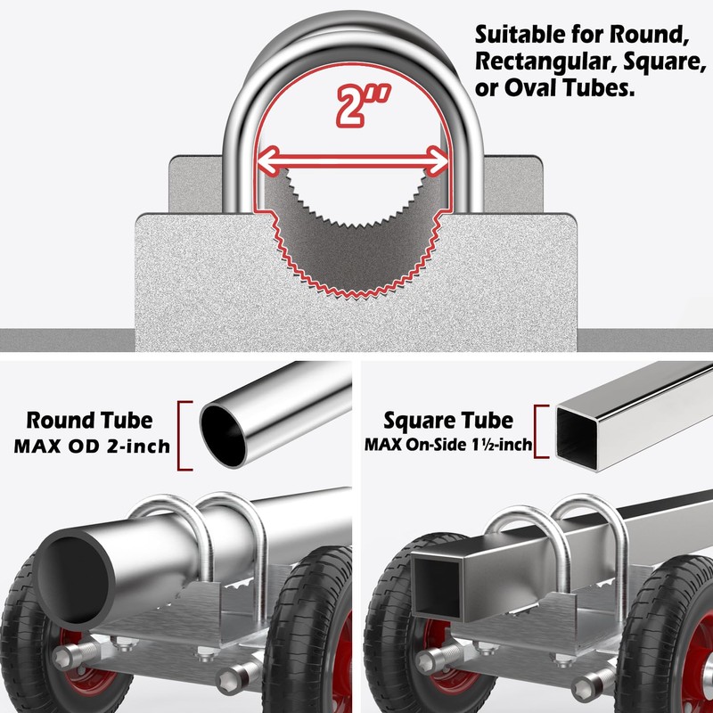 Blütezeit 8-inch Rolling Gate Wheels, Double U-Bolts Heavy Duty Gate