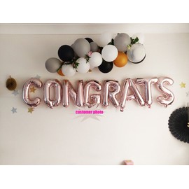 Tellpet Graduation banner Congrats Balloons Rose Gold For Graduation Party Decorations Decor, 17 inch