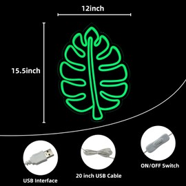 Anycosy Spring Leaf Neon Signs for Wall Decor,USB Neon Lights for Living room,Cute LED Sign for Bedroom,Kids Room,Man Cave,Bar,Party Decoration,Gifts