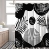 Black Boho Mid Century Shower Curtain, Abstract Black and Grey