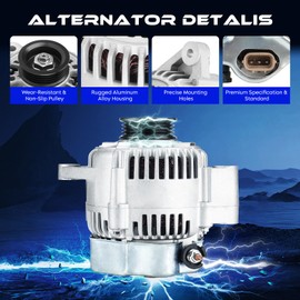 Alternator New for Toyota 4Runner 1996-1998 3.4 3.4L, for Toyota T100 1997-1998 3.4L, for Toyota Tacoma 1997-1999 3.4L, for Toyota Tundra 2000-2002 3.4L, Replace for 101211-4130, 27060-62180