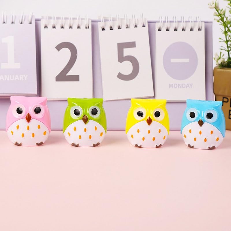 Opexicos 8Pcs Stationery Double Holes Pencil Sharpener Cartoon Cat and
