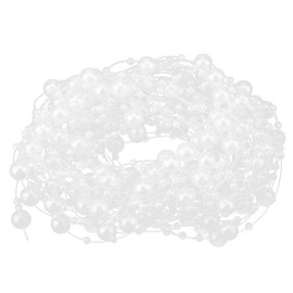 Beufee Artificial Pearl Beads Garland, Pearl String, String of Pearls Artificial Beads Chain Garland Pearls Beads String Pearl Party Garland Decoration Fishing Line Pearl Garland(White)