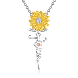 YAFEINI Mustard Seed Faith Necklace S925 Sterling Silver Mustard Seed Faith Pendant Necklace Sunflower Jewelry Gift for Women Female Mom