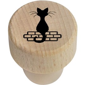 19mm 'Cat On A Wall' Wooden Bottle Stopper/Cork (BS00023828)
