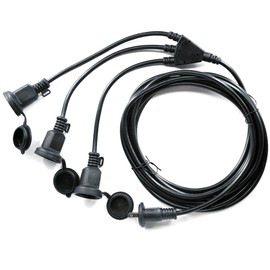 KIMOC Rainproof Extension Cord, 1.6 ft (5 mPSE Certified), For Work Use, 3 Distribution, 3 Outdoors, Electricians, 15A, 3 Sockets, 1500 W, Soft Extension Cord, Double Covered, Indoor, Outdoor, Indoor,