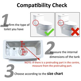 18.5 cm Toilet Cistern Dual Flush Valve, One Piece Button Drain Valve Replacement Kit Suitable for Tank Height 19-24 cm for Bathroom Home Office
