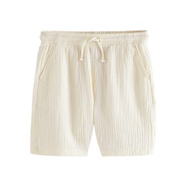 NEXT 100% Cotton Soft Textured Shorts, Buttermilk Yellow