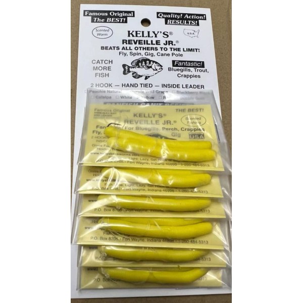 Kelly Reveille Jr "Rubber Worm" Yellow ***Card of 12 Worms***