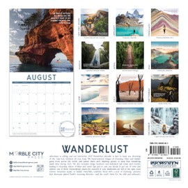 Wanderlust Calendar 2025 | Adventure Travel Wall Calendar 12 Month | 12" x 24" | Marble City Press | World Travelers Boho Inspirational Quotes Calendar