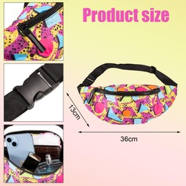 80s 90s Neon Fanny Pack Retro Waist Belt Packs Casual Waist Bag For Men Women And Baseball Caps 3D Print Hats 80s Vintage Hat Adjustable Unisex Caps For Travel Party Festival Hiking Cycling. 2 Pack,