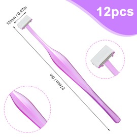 12 PCS Small Eyebrow Razors, Mini Face Shavers Facial Hair Removal Eye Brow Razors Microblades Eyebrow Shaper Beauty Tools Accessories for Women Men Use (Purple)
