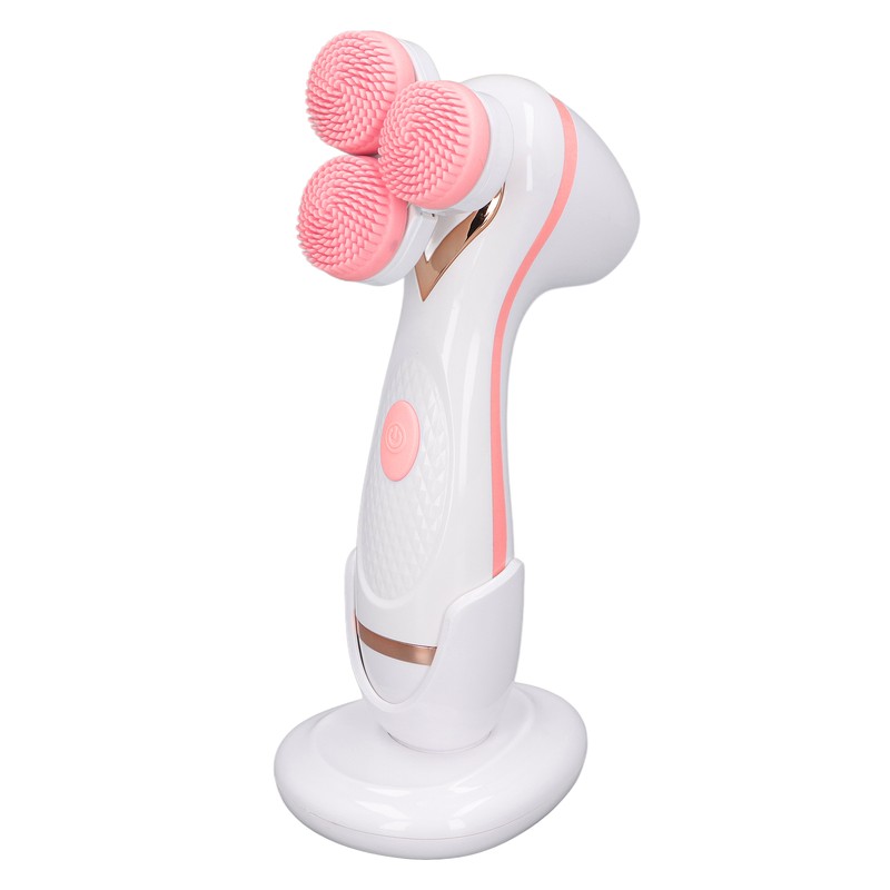 Electric Facial Cleansing Brush 3 Head Massage Facial Exfoliating Silicone