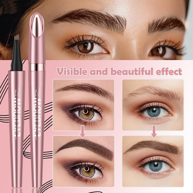 SANHIGHEND 2 Pieces 3D Micro Eyebrow Pencil with 4 Fork