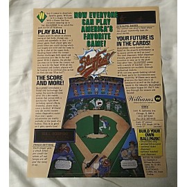 Williams Slugfest Pinball FLYER Baseball Game Original 1991 NOS Williams Pitch & Bat