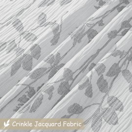 OVZME Grey Flower Boho Shower Curtain for Bathroom 72 Inch Length, Crinkled Soft Fabric, Heavy Duty Hotel Quality Bathroom Shower Curtain, Machine Washable Bath Decor, 72Wx72L Inches