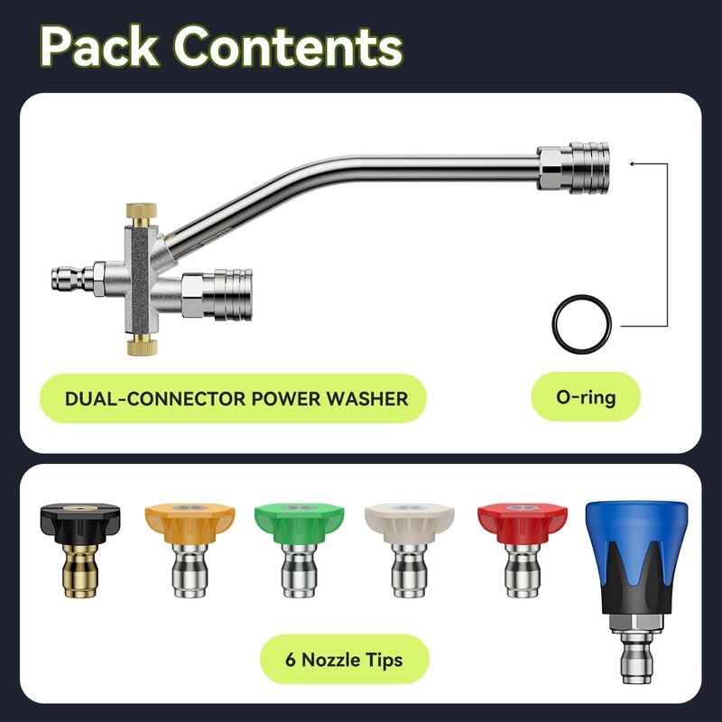 Foam Cannon Dual Connector Accessory, Pressure Washer Double Tip Attachment