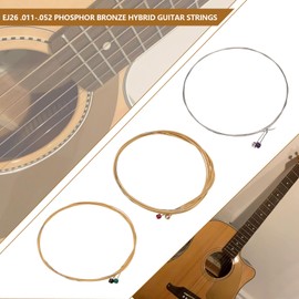 YINETTECH 2 Set EJ26 Acoustic Guitar String Set Hybrid Gauge Phosphor Bronze Guitar Strings .011-.052 Custom Light Gauge for 6 String Guitar