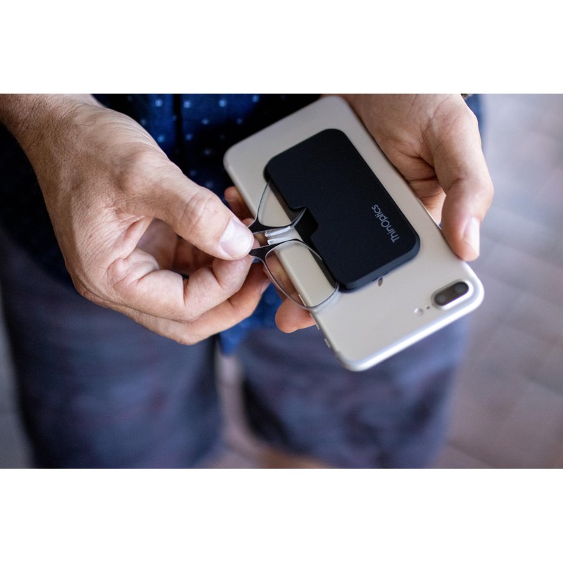 ThinOptics Universal Pod Rectangular Reading Glasses, Purple Frames/White Case, 1.5