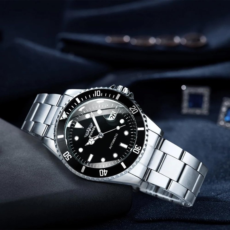 Men Automatic Mechanical Watches Winner Luxury Brand Full Steel Waterproof