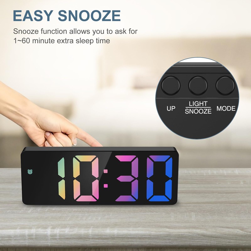 Ankilo Digital Alarm Clock, LED Clock for Bedroom, Electronic Office