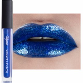 Mynena Blue Shimmer Lip Gloss, Non-Sticky Finish, Perfect Lip Top Coat - Blu