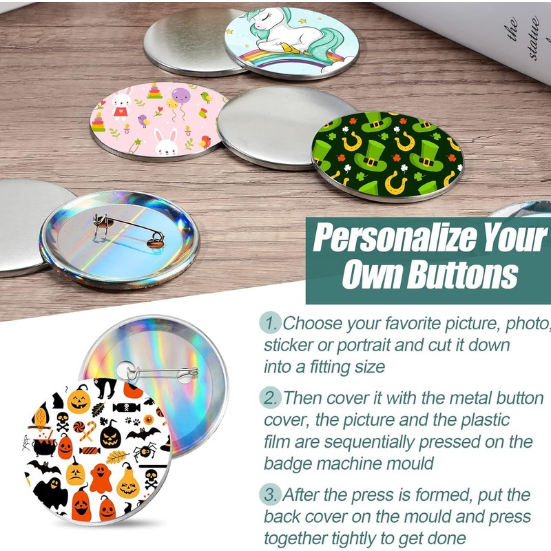 100 Pieces Blank Button Making Supplies Round Badge Button Parts