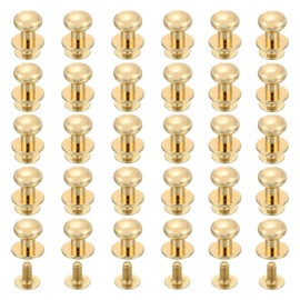 QUARKZMAN Pack of 30 8 mm Chicago Screws Round Head Button Leather Craft Rivets for DIY Leather Craft Decoration Handbag Shoes Belt Repair, Light Gold