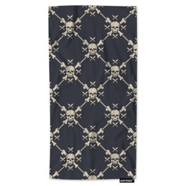 AOYEGO Pirate Skills Kitchen Towel Nautical Ropes Skeleton Head On Black Background Hand Towel Soft Absorbent Microfiber Towels for Hair Spa Hotel 15x30 Inch