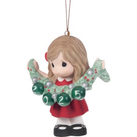 Precious Moments 251002 Deck The Halls 2025 Dated Girl Bisque Porcelain Ornament